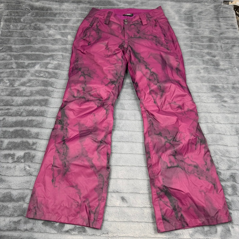 The North Face Womens DryVent Snow Pants Purple Black Marble Print Small Short